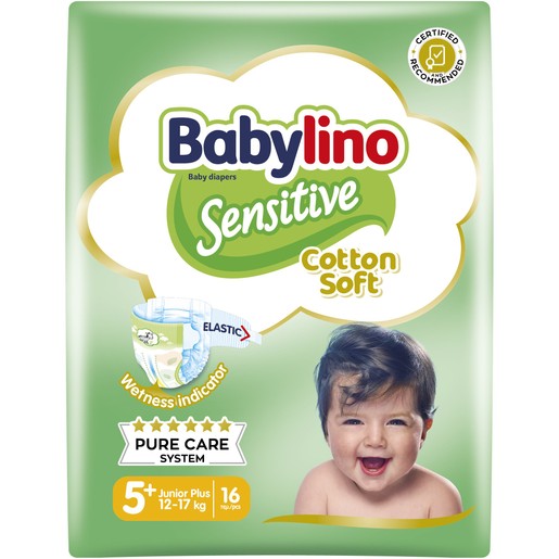 Babylino Sensitive Cotton Soft Junior Plus Νο5+ (12-17kg) 16 Πάνες