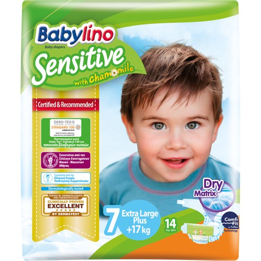Babylino Sensitive Carry Pack Extra Large Plus Νο7 (17+kg) 14 Πάνες Babylino Sensitive Carry Pack Extra Large Plus Νο7 (17+kg) 14 Πάνες