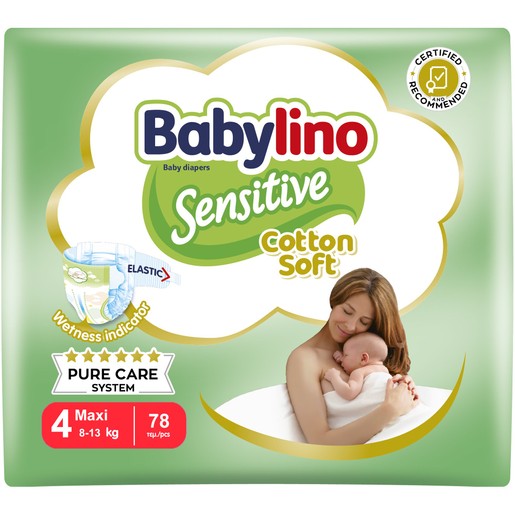 Babylino Sensitive Cotton Soft Mega Pack Maxi Νο4 (8-13kg) 78 Τεμάχια