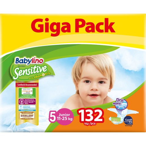Babylino Sensitive Giga Pack Junior Νο5 (11-25kg) Παιδικές Πάνες 132 τεμάχια