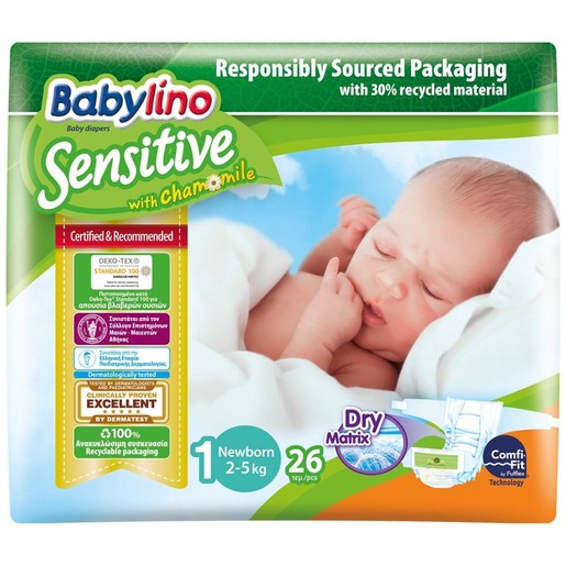 Babylino Sensitive Newborn Νο1 (2-5kg) Βρεφικές Πάνες 26 Τεμάχια Babylino Sensitive Newborn Νο1 (2-5kg) Βρεφικές Πάνες 26 Τεμάχια
