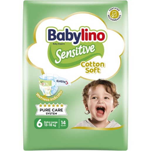 Babylino Sensitive Νο6 Extra Large (13-18kg) 14 πάνες