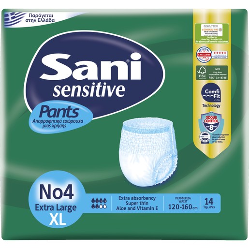 Sani Sensitive Pants 14 Τεμάχια - No4 Extra Large