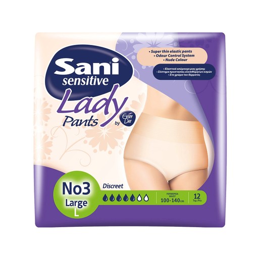 Sani Lady Discreet Pants No3 Large 100-140cm Ελαστικό Εσώρουχο Ακράτειας 12τμχ Sani Lady Discreet Pants No3 Large 100-140cm Ελαστικό Εσώρουχο Ακράτειας 12τμχ