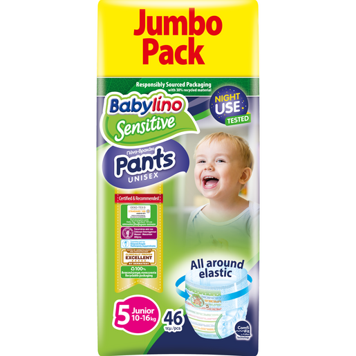 Babylino Sensitive Pants Unisex No5 Jumbo Pack Junior (10-16kg) 46 πάνες
