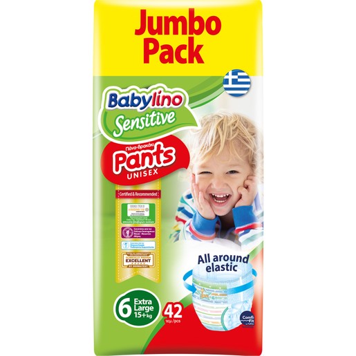 Babylino Sensitive Pants Unisex No6 Extra Large Jumbo Pack (15+kg) 42 πάνες Babylino Sensitive Pants Unisex No6 Extra Large Jumbo Pack (15+kg) 42 πάνες