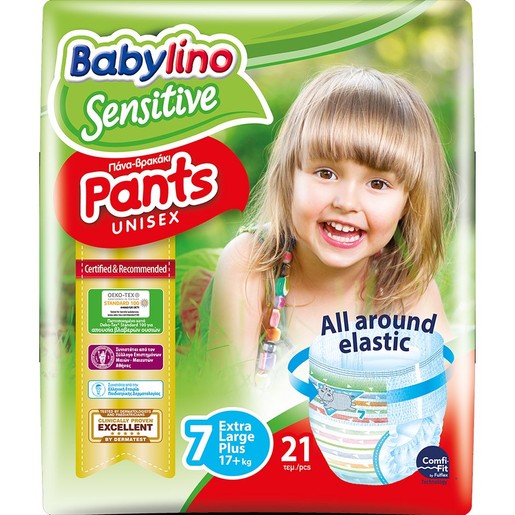 Babylino Sensitive Pants Unisex No7 Extra Large Plus (17+ kg) 21 πάνες Babylino Sensitive Pants Unisex No7 Extra Large Plus (17+ kg) 21 πάνες