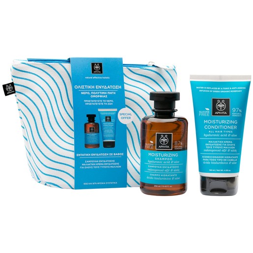 Apivita Πακέτο Προσφοράς Moisturizing Shampoo With Hyaluronic Acid 250ml & Aloe & Moisturizing Conditioner 150ml & Νεσεσέρ Apivita Πακέτο Προσφοράς Moisturizing Shampoo With Hyaluronic Acid 250ml & Aloe & Moisturizing Conditioner 150ml & Νεσεσέρ