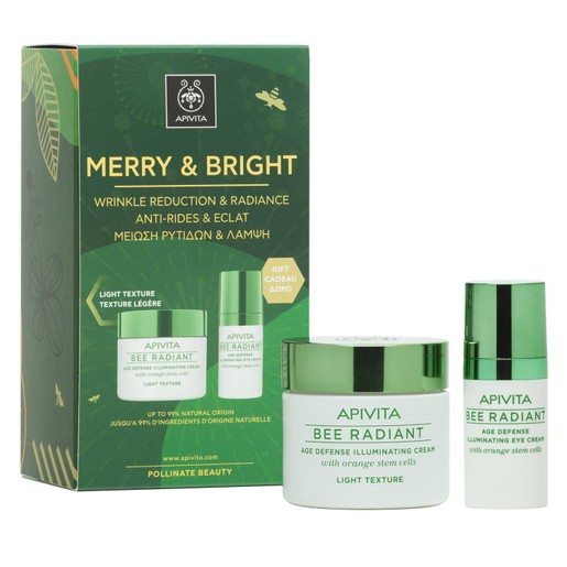 Apivita Πακέτο Προσφοράς Merry & Bright Bee Radiant Cream, Light Texture 50ml & Δώρο Bee Radiant Eye Cream 15ml Apivita Πακέτο Προσφοράς Merry & Bright Bee Radiant Cream, Light Texture 50ml & Δώρο Bee Radiant Eye Cream 15ml