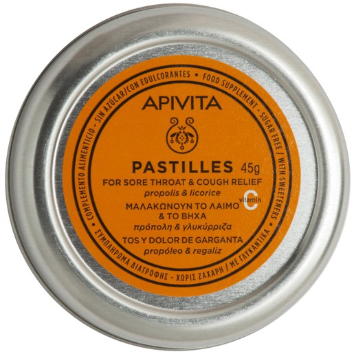 Apivita Pastilles Propolis & Licorice for Sore Throat & Cough Relief 45gr