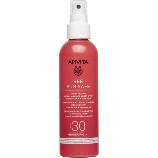 Apivita Bee Sun Safe Hydra Melting Ultra-Light Face & Body Spray With Marine Algae & Propolis Spf30, 200ml