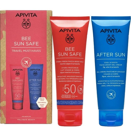 Apivita Promo Bee Sun Safe Travel Must-Haves Hydra Fresh Face-Body Milk Spf 50,100ml & After Sun Face-Body Gel Cream 100ml