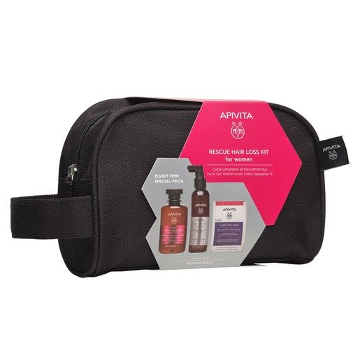 Apivita Rescue Hair Loss Kit Women\'s Tonic Shampoo 250ml & Hair Loss Lotion 150ml & Caps for Hair 30caps & Πρακτικό Νεσεσέρ Apivita Rescue Hair Loss Kit Women\'s Tonic Shampoo 250ml & Hair Loss Lotion 150ml & Caps for Hair 30caps & Πρακτικό Νεσεσέρ