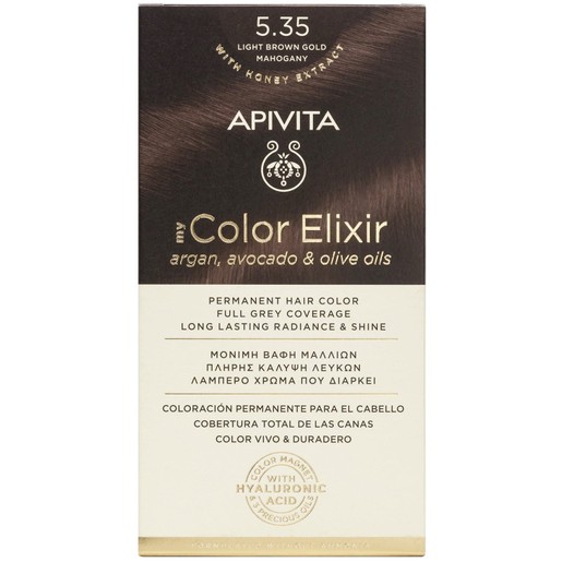 Apivita Promo My Color Elixir Permanent Hair Color - 5.35 Καστανό Ανοιχτό Μελί Μαονί