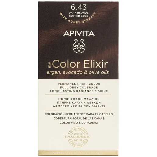 Apivita Promo My Color Elixir Permanent Hair Color - 6.43 Ξανθό Σκούρο Χάλκινο Μελί