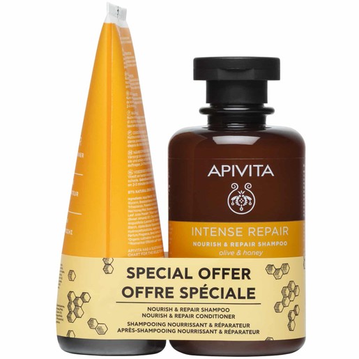 Apivita Πακέτο Προσφοράς Intense Repair & Nourish Shampoo with Olive & Honey 250ml & Conditioner for Dry & Damaged Hair With Olive & Honey 150ml σε Ειδική Τιμή