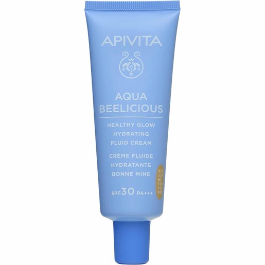 Apivita Aqua Beelicious Healthy Glow Hydrating Fluid Cream Spf30 Tinted 30ml