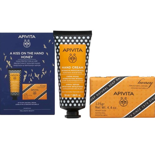 Apivita Πακέτο Προσφοράς A Kiss On The Hand Cream Moisturizing Honey 50ml & Natural Soap 125g