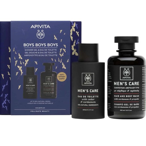 Apivita Πακέτο Προσφοράς Mens Care Eau de Toilette with Cedar & Cardamom 100ml & Δώρο Shampoo, Shower Gel with Cardamom & Propolis 250ml