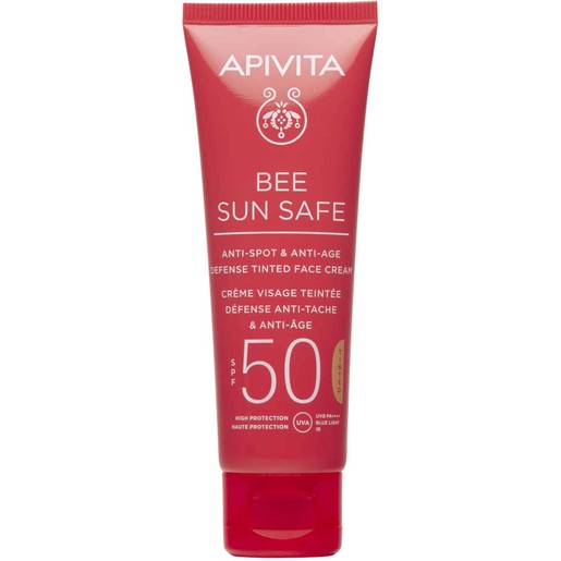 Apivita Bee Sun Safe Anti-Spot & Anti-Age Defence Face Cream Spf50 Tinted 50ml Apivita Bee Sun Safe Anti-Spot & Anti-Age Defence Face Cream Spf50 Tinted 50ml