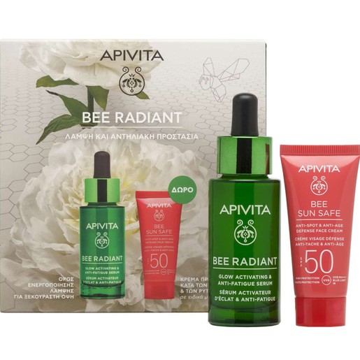 Apivita Promo Bee Radiant Glow Activating & Anti-Fatigue Serum 30ml & Δώρο Bee Sun Safe Anti-Spot & Anti-Age Defence Face Cream Spf50, 15ml