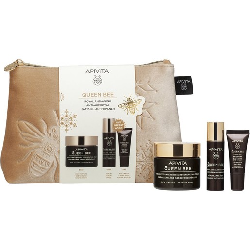 Apivita Queen Bee Promo Absolute Anti-Aging & Regenerating Rich Texture Face Cream 50ml & Δώρο Redefining Serum 10ml & Δώρο Reviving Eye Cream 5ml & Νεσεσέρ 1 Τεμάχιο Apivita Queen Bee Promo Absolute Anti-Aging & Regenerating Rich Texture Face Cream 50ml & Δώρο Redefining Serum 10ml & Δώρο Reviving Eye Cream 5ml & Νεσεσέρ 1 Τεμάχιο
