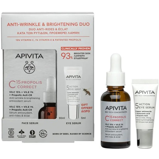 Apivita Promo Bee Tech Concentrates C15 Propolis Correct Serum 30ml & Δώρο 5-Action Eye Serum With White Lily 5ml