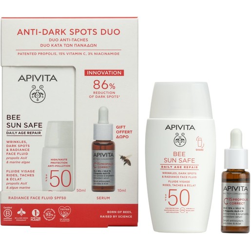 Apivita Promo Bee Sun Safe Daily Age Repair Spf50, 50ml & Δώρο Bee Tech Concentrates C15 Propolis Correct Serum 10ml
