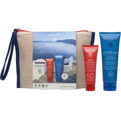 Apivita Promo Bee Sun Safe Anti-Spot & Anti-Age Defence Face Cream Spf50, 50ml & Δώρο After Sun Cool & Sooth Face & Body Gel-Cream Travel Size 100ml & Δώρο Νεσεσέρ 1 Τεμάχιο