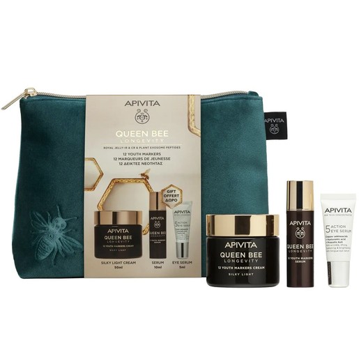 Apivita Promo Queen Bee Longevity 12 Youth Markers Silky Light Cream 50ml & Δώρο Serum 10ml & Δώρο 5-Action Eye Serum With White Lily 5ml