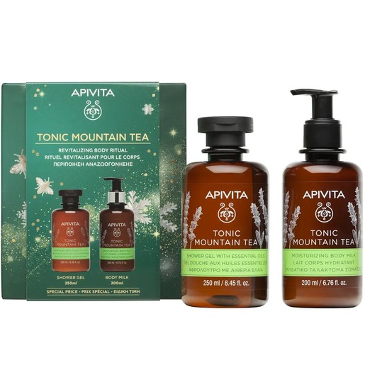 Apivita Promo Tonic Mountain Tea Shower Gel with Essential Oils 250ml & Moisturizing Body Milk 200ml