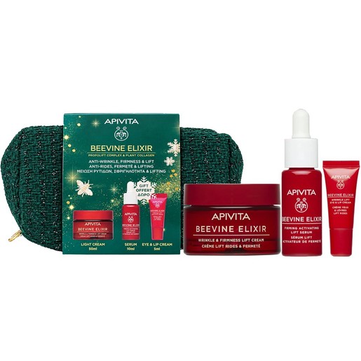 Apivita Promo Beevine Elixir Wrinkle & Firmness Lift Cream Light Texture 50ml & & Δώρο Firming Activating Lift Serum 10ml & Δώρο Wrinkle Lift Eye & Lip Cream 5ml & Νεσεσέρ 1 Τεμάχιο