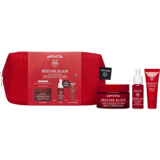 Apivita Promo Beevine Elixir & Firmness Lift Cream Rich Texture 50ml & Δώρο Firming Activating Lift Serum 10ml & Δώρο Wrinkle Lift Eye & Lip Cream 5ml & Νεσεσέρ 1 Τεμάχιο