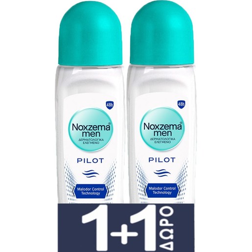 Noxzema Men Promo Pilot Roll On Malodor Control 150ml (2x75ml)