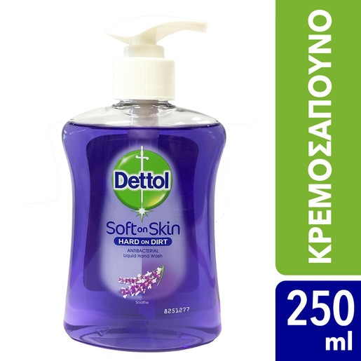 Dettol Liquid Soap Shoothe Αντιβακτηριδιακό Υγρό Κρεμοσάπουνο Χεριών με Άρωμα Λεβάντα 250ml