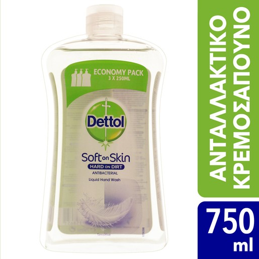 Dettol Liquid Soap Sensitive Refill Ανταλλακτικό Αντιβακτηριδιακό Υγρό Κρεμοσάπουνο Χεριών για Ευαίσθητες Επιδερμίδες 750ml Dettol Liquid Soap Sensitive Refill Ανταλλακτικό Αντιβακτηριδιακό Υγρό Κρεμοσάπουνο Χεριών για Ευαίσθητες Επιδερμίδες 750ml