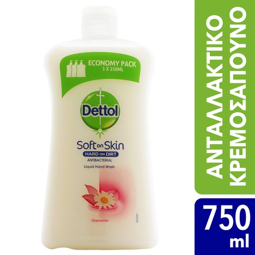 Dettol Liquid Soap Chamomile Refill Ανταλλακτικό Αντιβακτηριδιακό Υγρό Κρεμοσάπουνο Χεριών με Χαμομήλι 750ml Dettol Liquid Soap Chamomile Refill Ανταλλακτικό Αντιβακτηριδιακό Υγρό Κρεμοσάπουνο Χεριών με Χαμομήλι 750ml