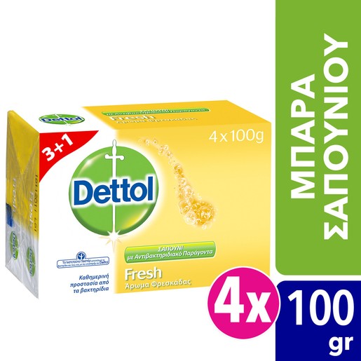 Dettol Πακέτο Προσφοράς Fresh Antibacterial Hand Soap Σαπούνι Χεριών με Άρωμα Φρεσκάδας 4x100gr 3+1 Δώρο Dettol Πακέτο Προσφοράς Fresh Antibacterial Hand Soap Σαπούνι Χεριών με Άρωμα Φρεσκάδας 4x100gr 3+1 Δώρο