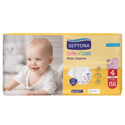 Septona Calm n\' Care Baby Diapers Maxi No4 (8-13kg) 52 Τεμάχια