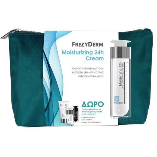 Frezyderm Promo Moisturizing 24h Cream 50ml & Δώρο Facial Scrub 15ml & Δώρο Eye Balm 5ml & Δώρο Velvet Colors Medium 2ml & Δώρο Νεσσεσέρ 1 Τεμάχιο