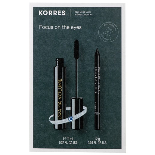 Korres Promo Focus on the Eyes Volcanic Minerals Mascara Drama Volume Black 11ml & Professional Eyeliner Black 1.20ml & Δώρο Good Luck Charm Βραχιόλι Korres Promo Focus on the Eyes Volcanic Minerals Mascara Drama Volume Black 11ml & Professional Eyeliner Black 1.20ml & Δώρο Good Luck Charm Βραχιόλι