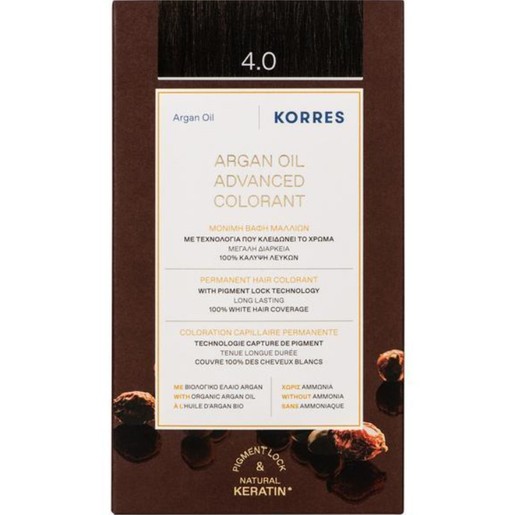Korres Argan Oil Βαφή Μαλλιών Χωρίς Αμμωνία 1 Τεμαχιο - 4.0 Καστανό Φυσικό