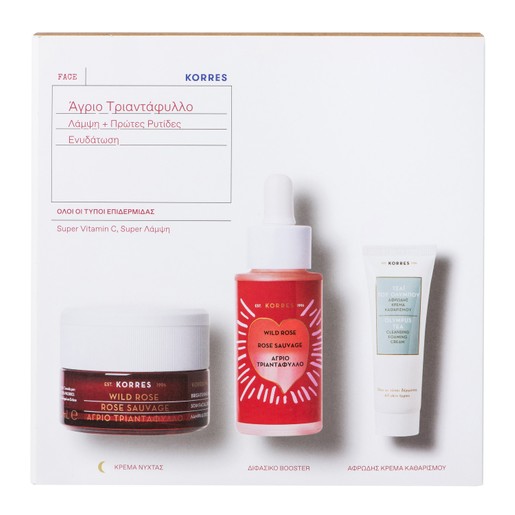 Korres Πακέτο Προσφοράς Wild Rose Face Night Cream 40ml, Bi-Phase Booster 30ml & Δώρο Cleansing Foaming Cream 16ml Korres Πακέτο Προσφοράς Wild Rose Face Night Cream 40ml, Bi-Phase Booster 30ml & Δώρο Cleansing Foaming Cream 16ml