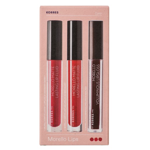 Korres Promo Morello Matte Lip Fluid No27 Cranberry Sorbet & No53 Red Velvet 2x3.4ml & Voluminous Lipgloss No54 Real Red 4ml Korres Promo Morello Matte Lip Fluid No27 Cranberry Sorbet & No53 Red Velvet 2x3.4ml & Voluminous Lipgloss No54 Real Red 4ml