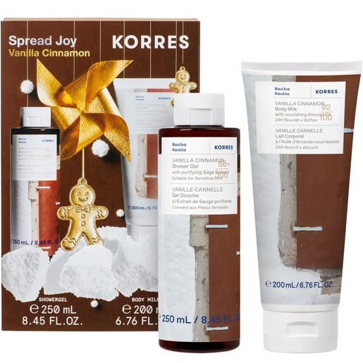 Korres Promo Vanilla Cinnamon & Purifying Sage Extract Shower Gel 250ml & 24h Nourish With Almond Oil Body Milk 200ml