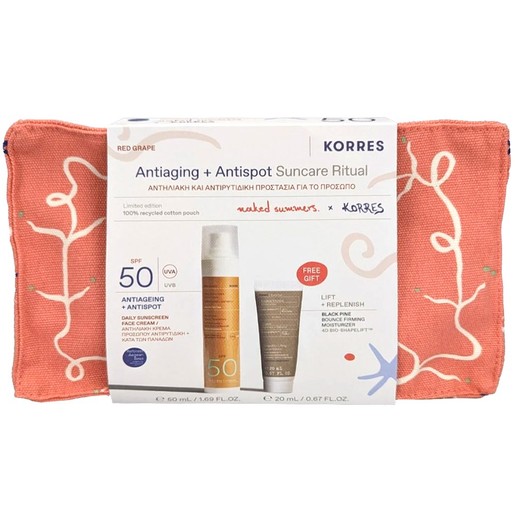 Korres Promo Red Grape Antiageing & Antispot Sunscreen Spf50, 50ml & Δώρο Black Pine 4D Bounce, Firming & Moisturizer Day Cream 20ml & Νεσεσέρ 1 Τεμάχιο