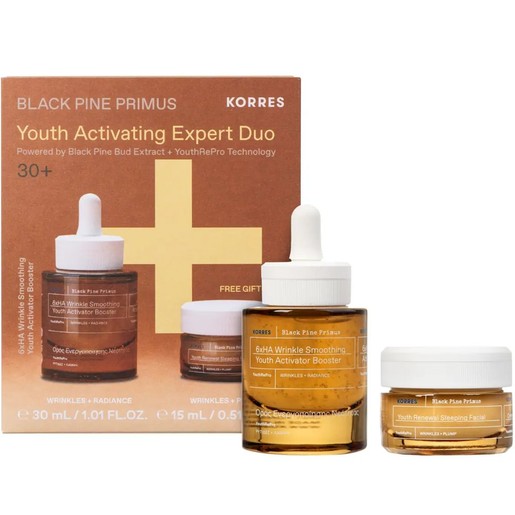 Korres Promo Black Pine Primus 6xHA Wrinkle Smoothing Youth Activator Booster 30ml & Δώρο Youth Renewal Sleeping Facial Cream 15ml