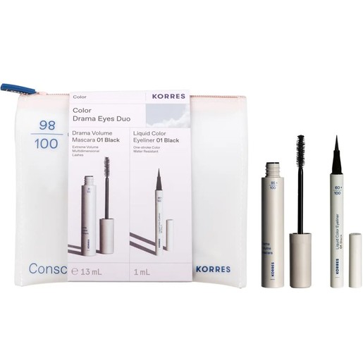 korres Promo Drama Volume Mascara 13ml - 01 Black & Liquid Color Eyeliner 1ml - 01 Black