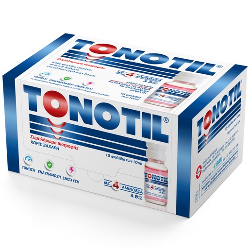 Tonotil Συμπλήρωμα Διατροφής με 4 Αμινοξέα & B12, 15 vials x 10ml