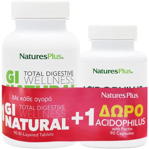 Natures Plus Πακέτο Προσφοράς GI Natural 90tabs & Δώρο Acidophilus 90caps